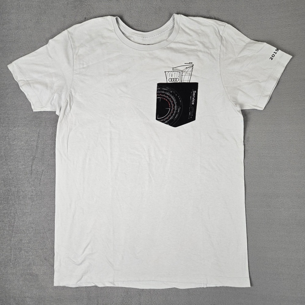 Audi‎ Shirt Mens Large Pocket Grey Tee Twim Cup National Finals 2019 Service